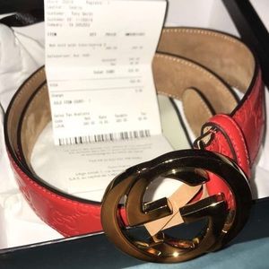 Red Gucci Belt Sz 32